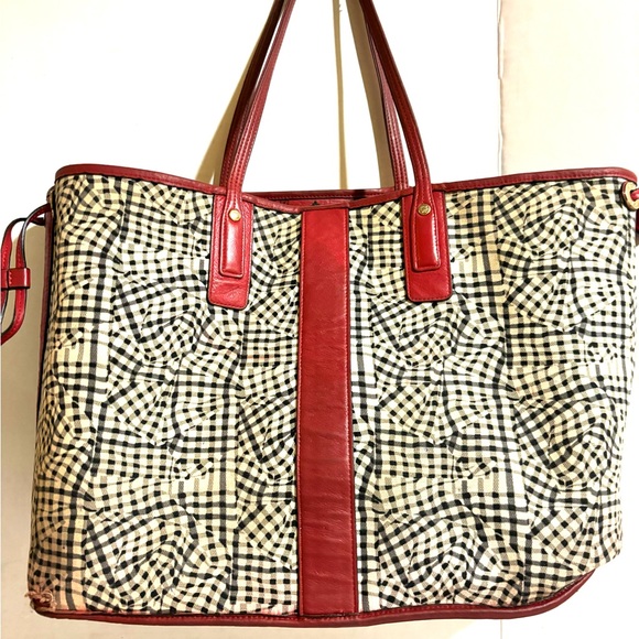 MCM visetos large Liz reversible shopper tote red ruby handbag - Picture 3 of 16